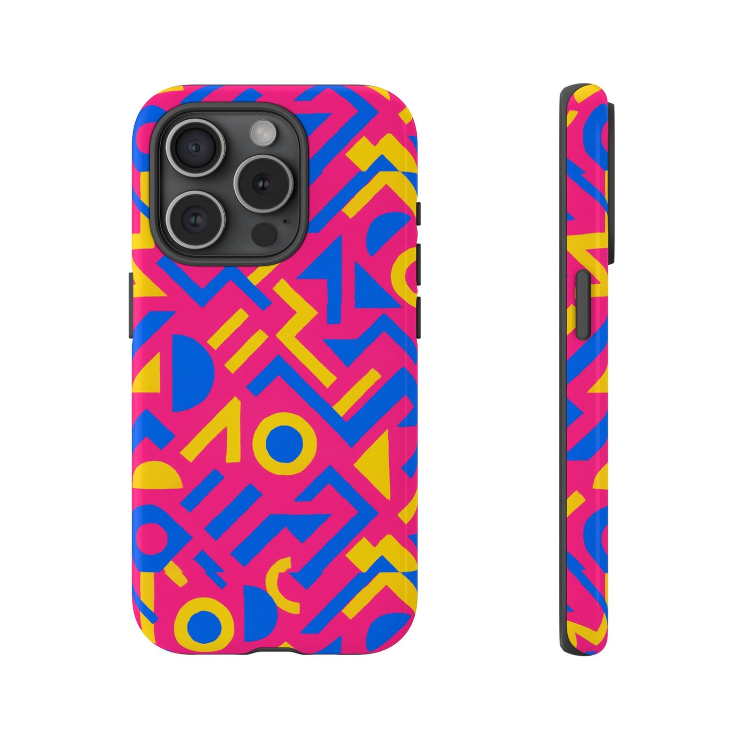 vibrant geometric 3d wrap protective phone case with multicolour design for unique style compatible with iphone 13, 14, 15 & 16 – all models including pro, pro max & plus
