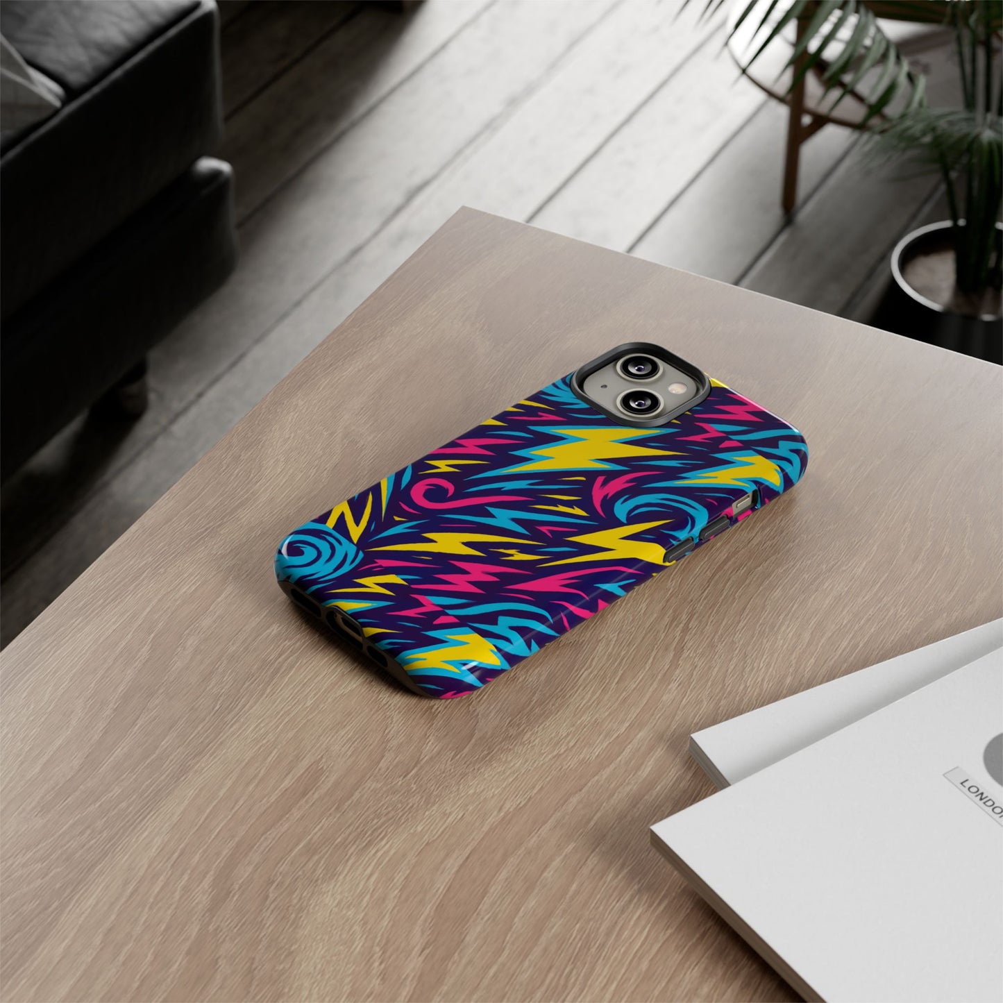 vibrant retro lightning bolt protective phone case with 3d design for fashion lovers compatible with iphone 13, 14, 15 & 16 – all models including pro, pro max & plus
