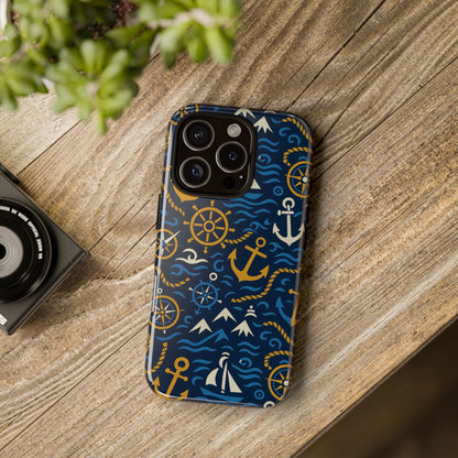 Vibrant Nautical Blue Phone Case with 3D Anchor Design for Stylish Protection Compatible with iPhone 13, 14, 15 & 16 – all models including Pro, Pro Max & Plus