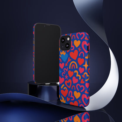 Vibrant Multicolour Heart Design Protective Phone Case Stylish Accessory for Self-Expression Compatible with iPhone 13, 14, 15 & 16 – all models including Pro, Pro Max & Plus