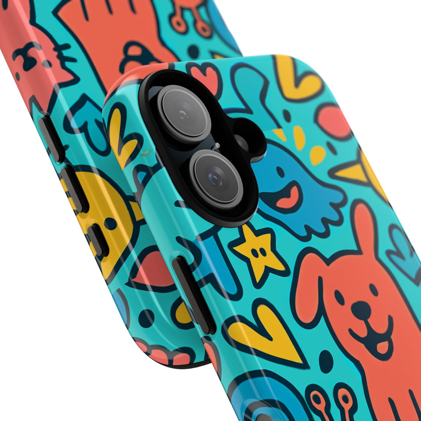 vibrant colourful protective phone case with fun animal cartoon design – stylish protection for kids and adults compatible with iphone 13, 14, 15 & 16 – all models including pro, pro max & plus