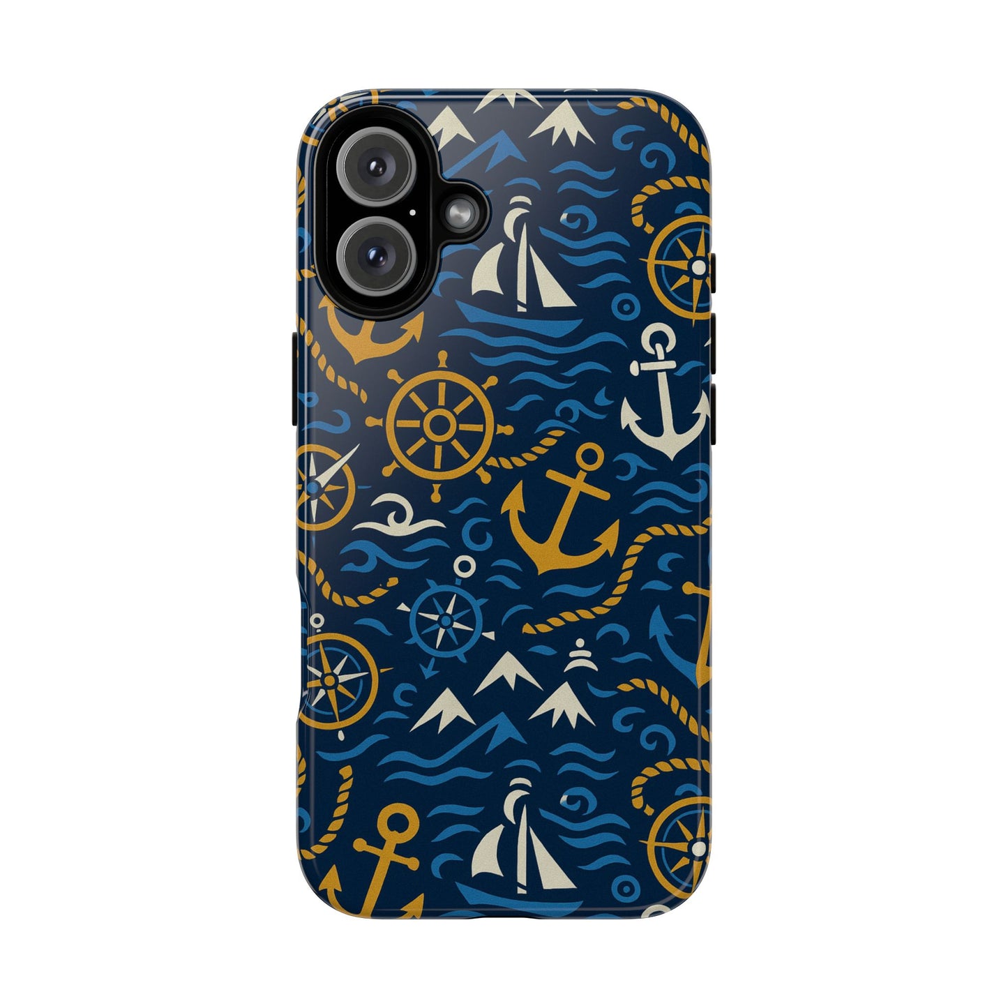 vibrant nautical blue phone case with 3d anchor design for stylish protection compatible with iphone 13, 14, 15 & 16 – all models including pro, pro max & plus
