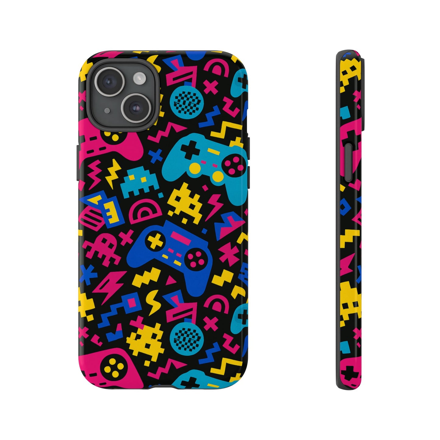vibrant retro gaming phone case with 3d design for stylish protection compatible with iphone 13, 14, 15 & 16 – all models including pro, pro max & plus