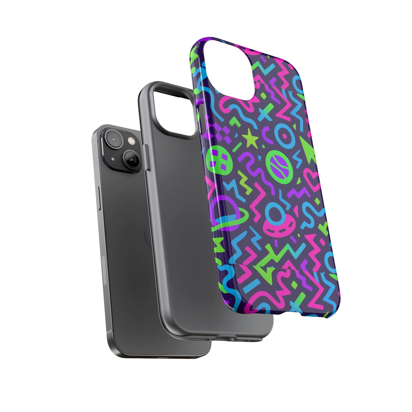 vibrant y2k abstract protective phone case with 3d wrap design for bold aesthetic compatible with iphone 13, 14, 15 & 16 – all models including pro, pro max & plus