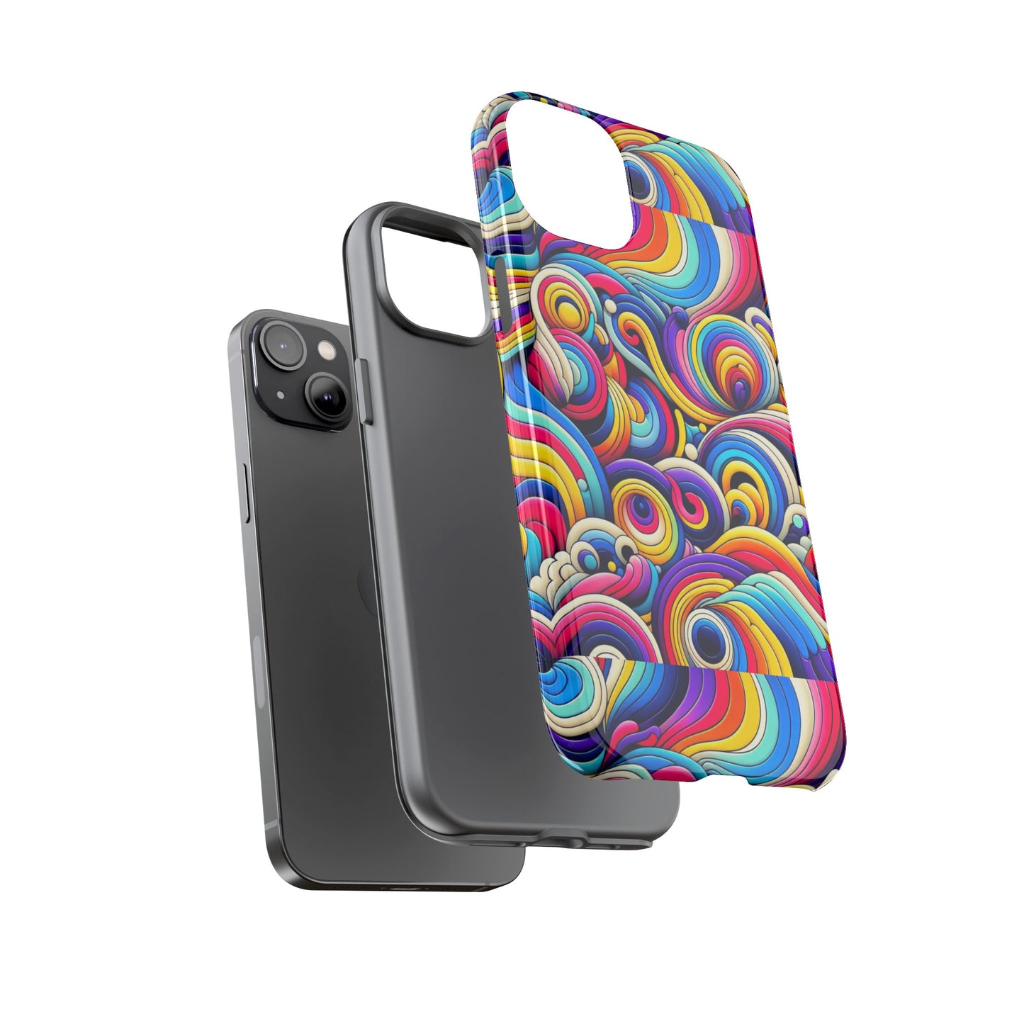 pattern image 5 vibrant shockproof phone case for anime and comic fans - colourful abstract art style, durable protective cover compatible with iphone 13, 14, 15 & 16 – all models including pro, pro max & plus