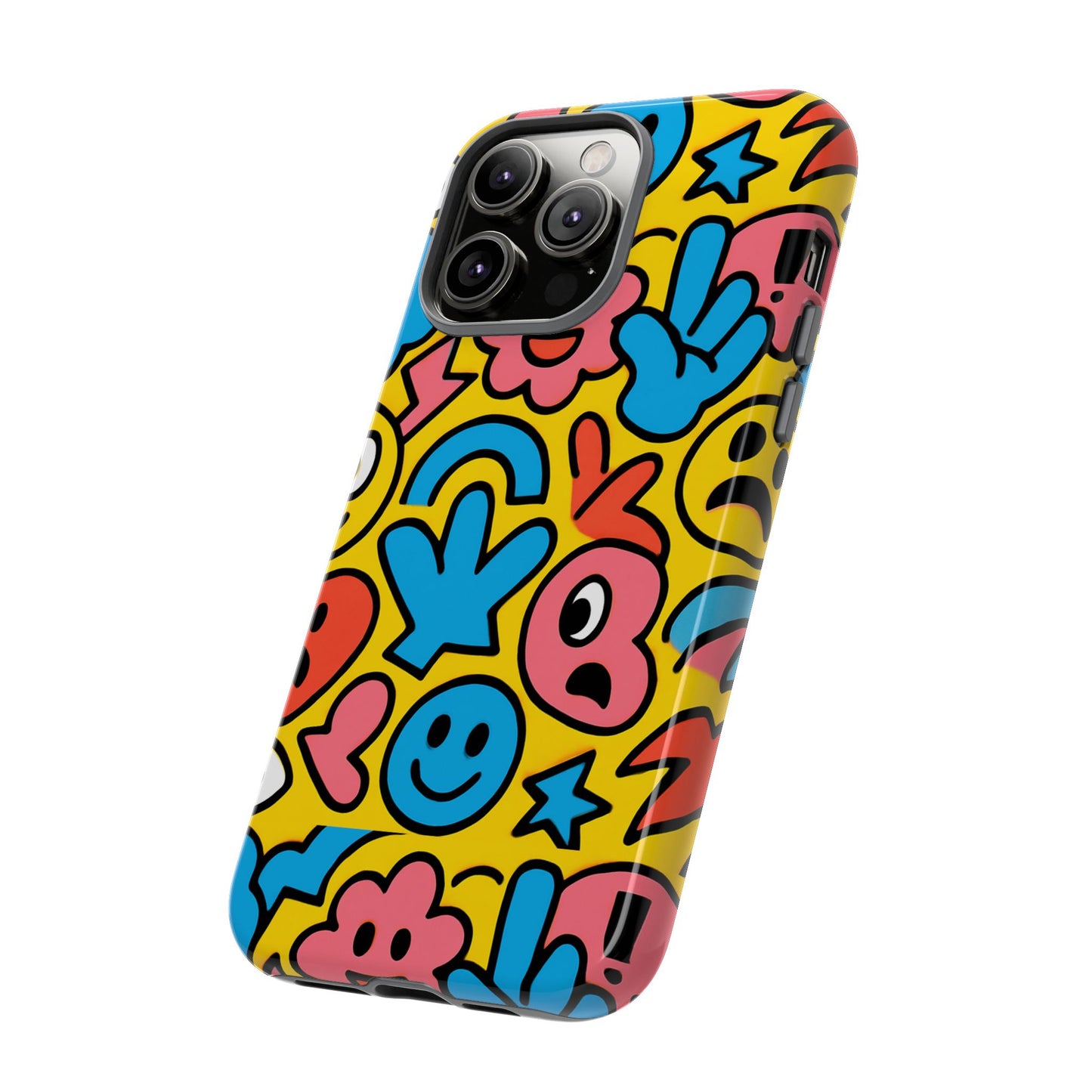 vibrant emoji phone case with fun 3d multicolour design, playful protective cover for kids and teens, compatible with iphone 13, 14, 15 & 16 – all models including pro, pro max & plus