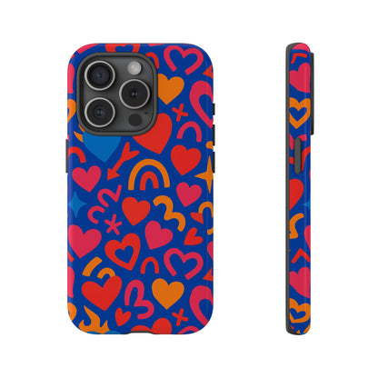 Vibrant Multicolour Heart Design Protective Phone Case Stylish Accessory for Self-Expression Compatible with iPhone 13, 14, 15 & 16 – all models including Pro, Pro Max & Plus