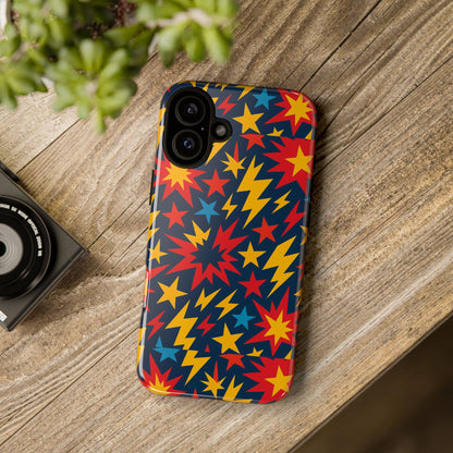 Vibrant 3D Superhero Phone Case with Colourful Lightning Design for Men and Women, Stylish Protection Compatible with iPhone 13, 14, 15 & 16 – all models including Pro, Pro Max & Plus