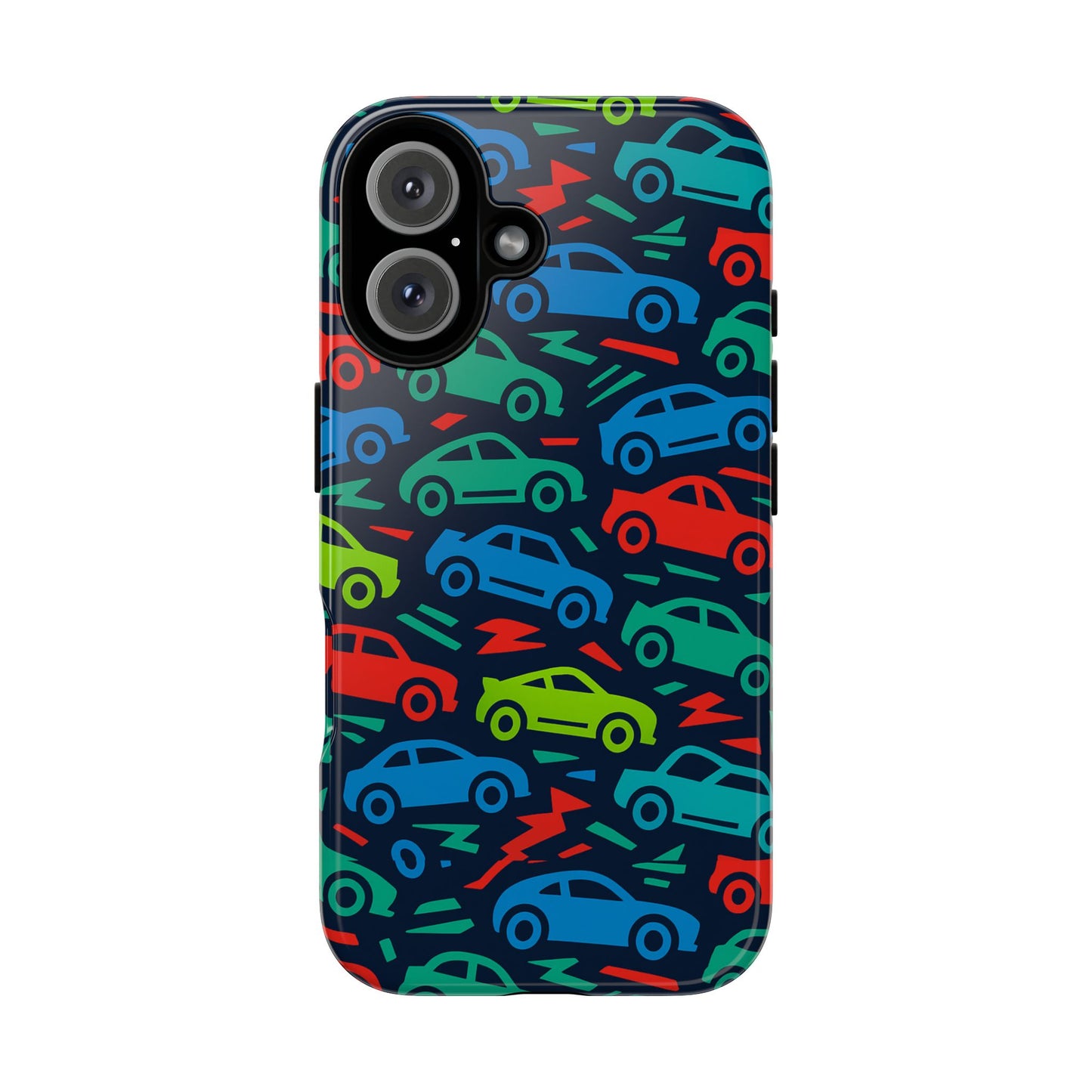 vibrant retro automotive design protective phone case for kids and adults – colourful 3d wrap style – stylish protection compatible with iphone 13, 14, 15 & 16 – all models including pro, pro max & plus