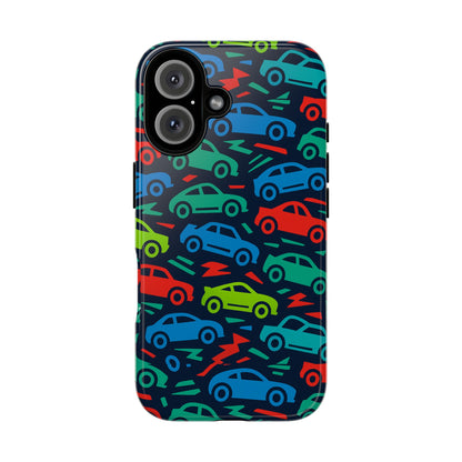 Vibrant Retro Automotive Design Protective Phone Case for Kids and Adults – Colourful 3D Wrap Style – Stylish Protection Compatible with iPhone 13, 14, 15 & 16 – All Models Including Pro, Pro Max & Plus