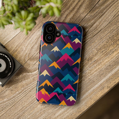 Multicolour Mountain Geometric Protective Phone Case – Stylish Accessory for Unique Self-Expression Compatible with iPhone 13, 14, 15 & 16 – all models including Pro, Pro Max & Plus