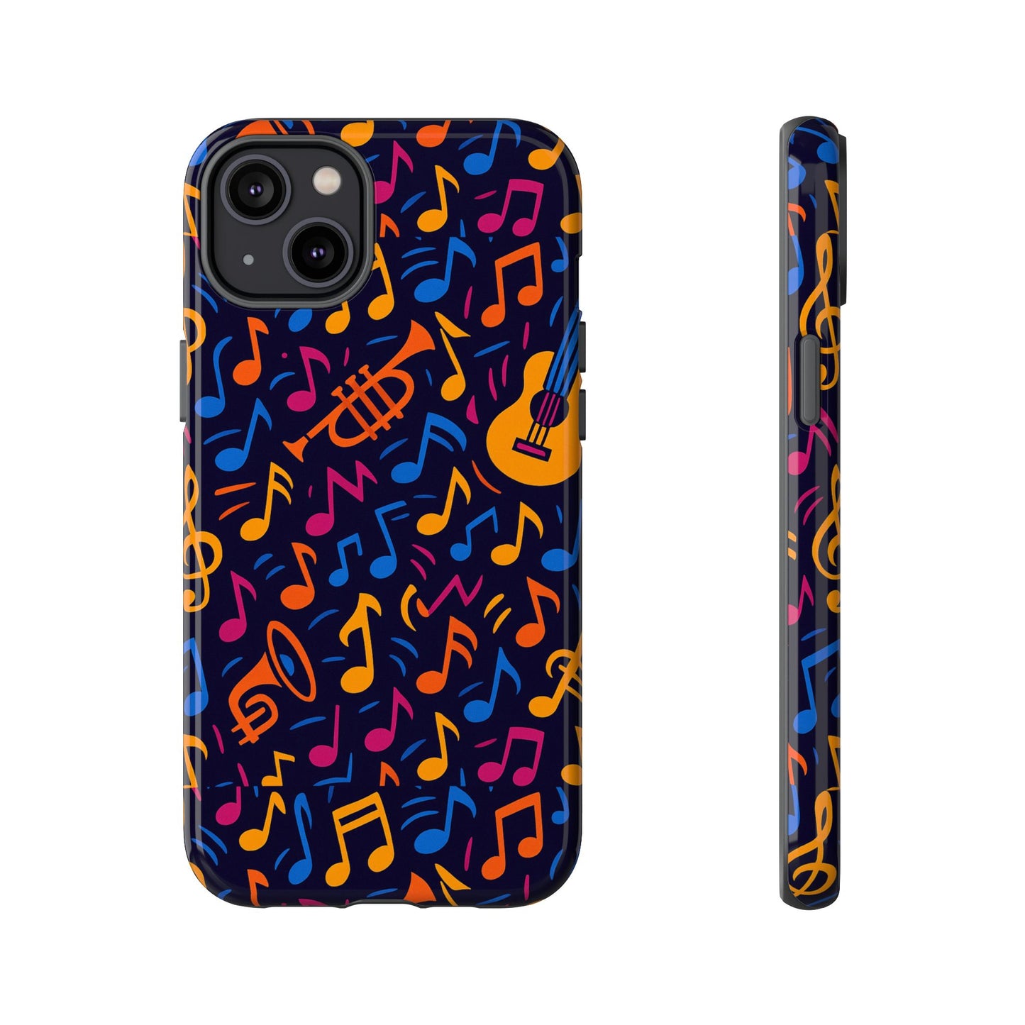 multicolour music themed protective phone case with 3d design for stylish protection – compatible with iphone 13, 14, 15 & 16 – all models including pro, pro max & plus
