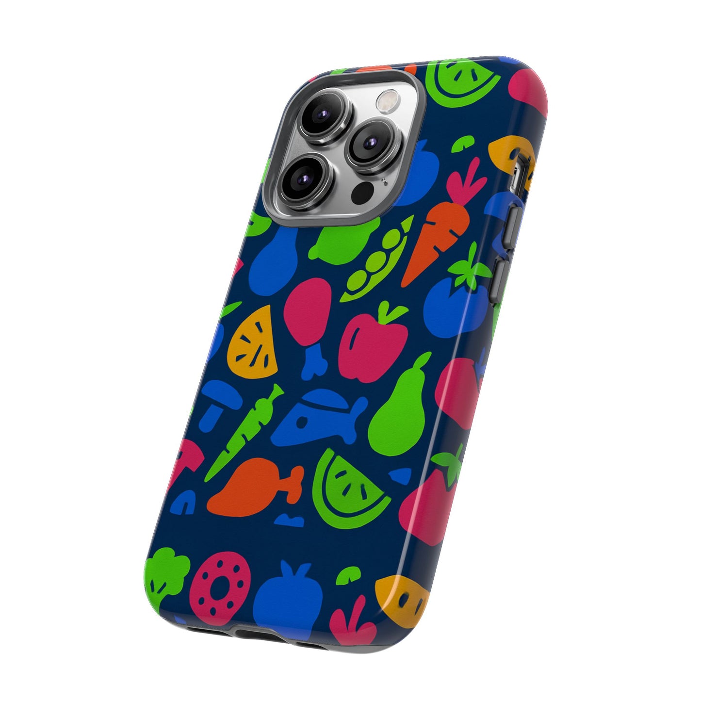 vibrant 3d fruit pattern protective phone case with glossy finish for stylish protection, compatible with iphone 13, 14, 15 & 16 – all models including pro, pro max & plus