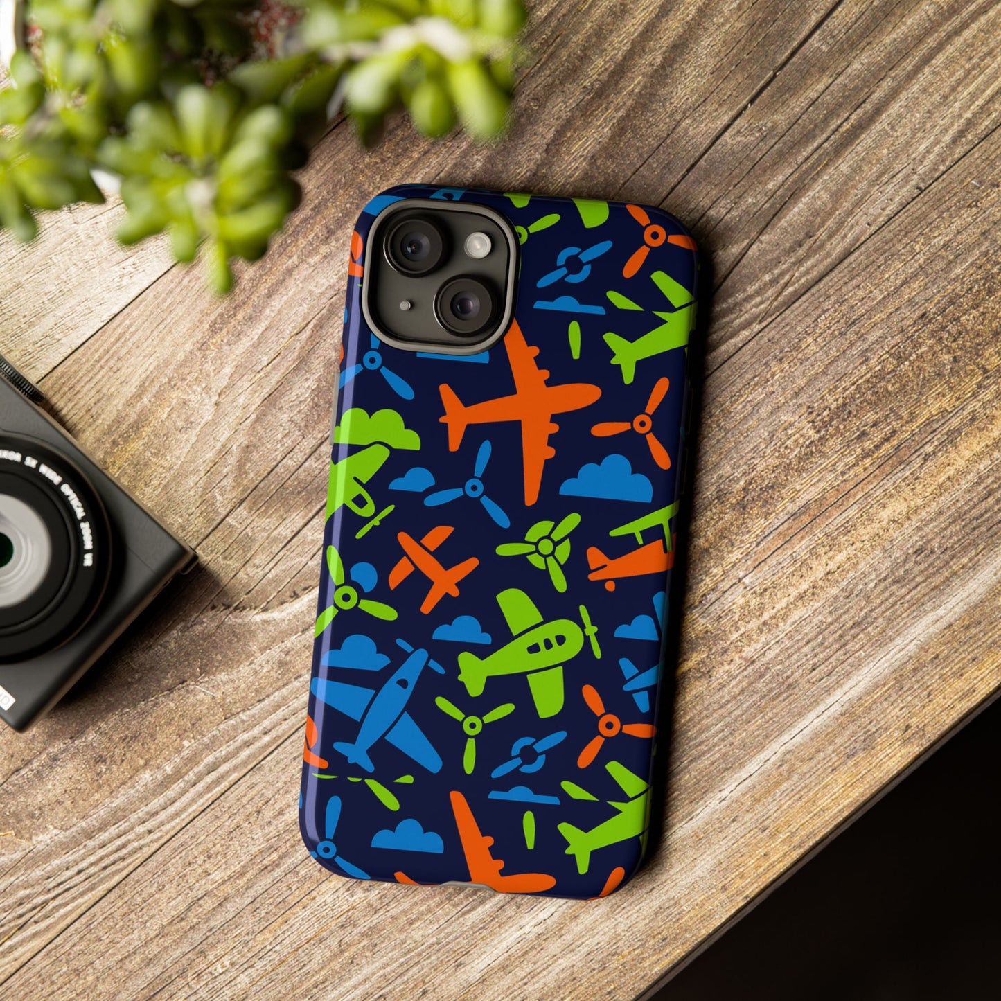 vibrant airplane pattern protective phone case for colourful accessory durable design compatible with iphone 13, 14, 15 & 16 – all models including pro, pro max & plus