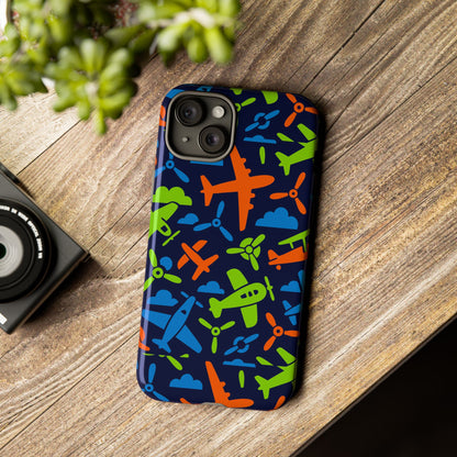 Vibrant Airplane Pattern Protective Phone Case for Colourful Accessory Durable Design Compatible with iPhone 13, 14, 15 & 16 – all models including Pro, Pro Max & Plus