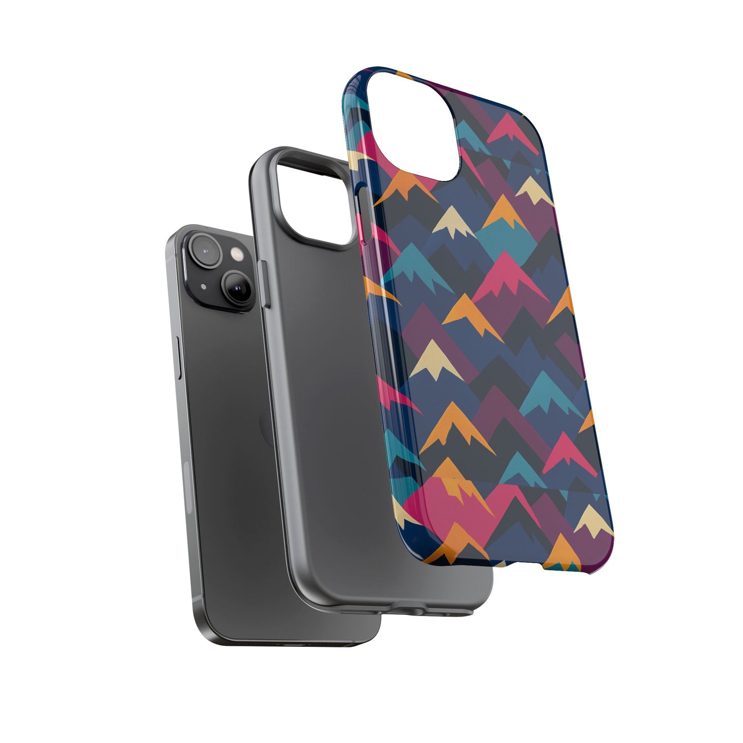 multicolour mountain geometric protective phone case – stylish accessory for unique self-expression compatible with iphone 13, 14, 15 & 16 – all models including pro, pro max & plus