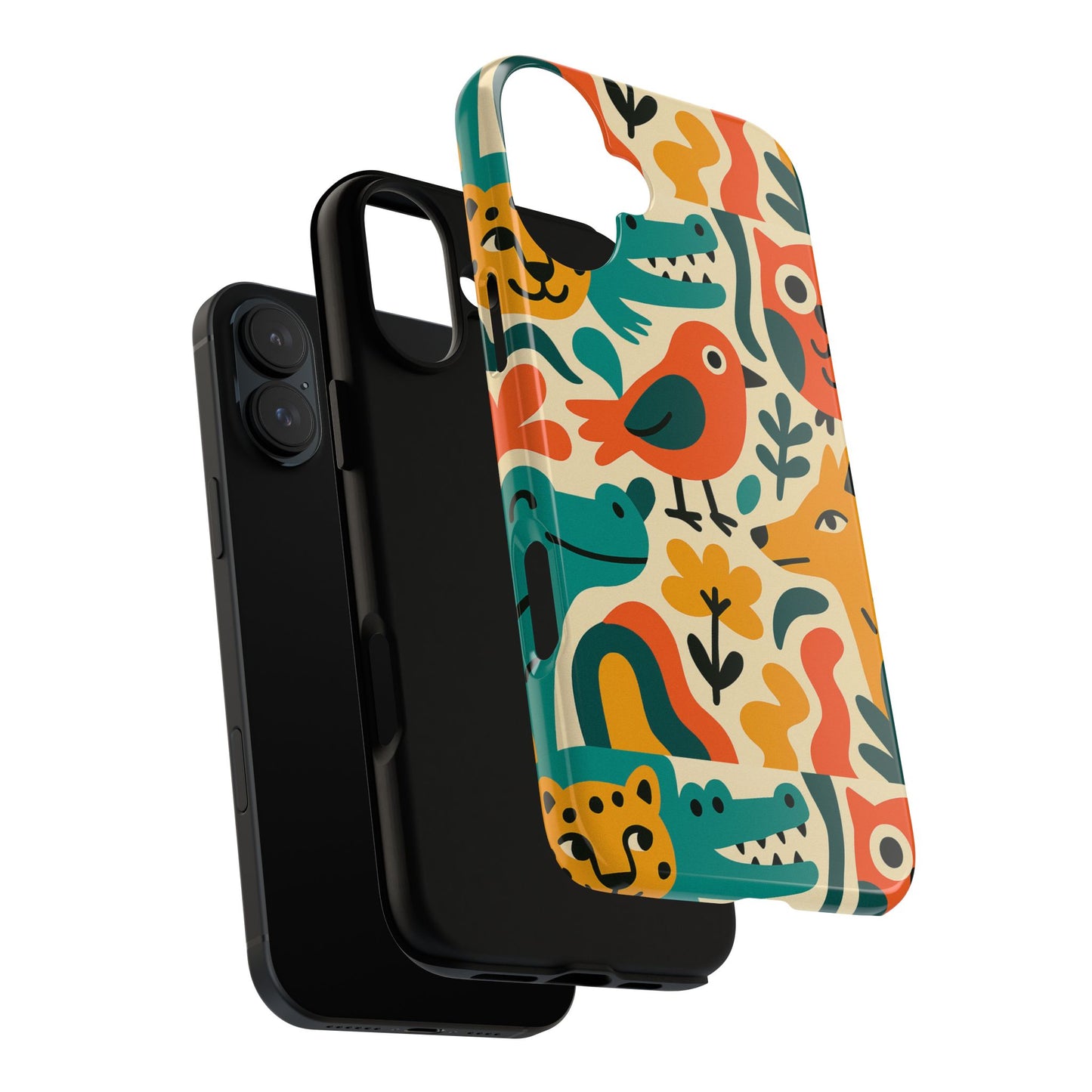vibrant animal print protective phone case with 3d wrap design for unique style and expression compatible with iphone 13, 14, 15 & 16 – all models including pro, pro max & plus