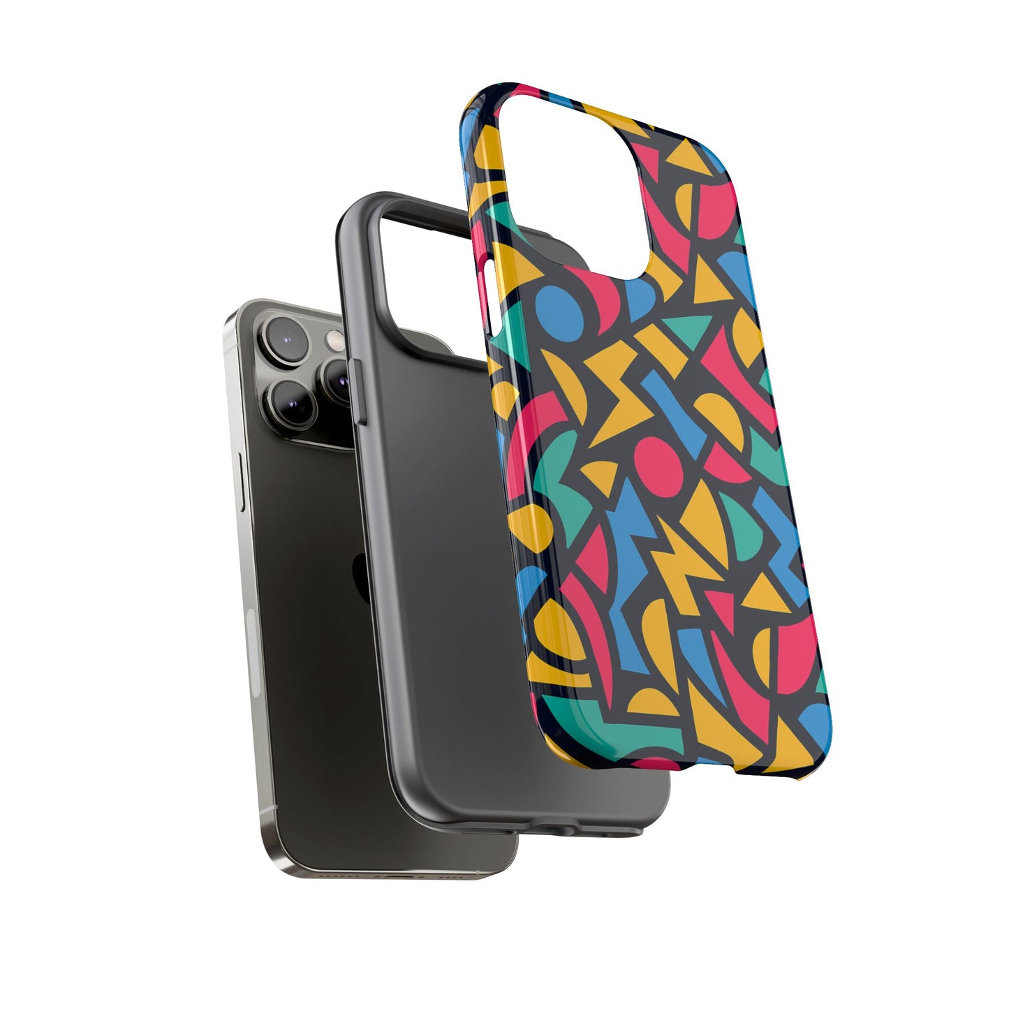 vibrant retro aesthetic phone case – stylish protection in multicolour design – compatible with iphone 13, 14, 15 & 16 – all models including pro, pro max & plus