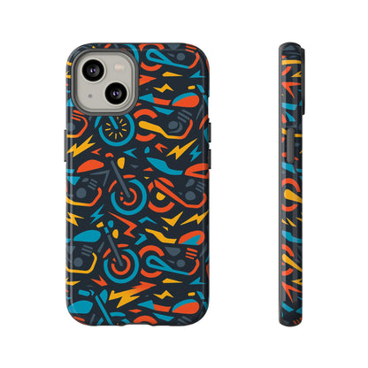 Multicolour 3D Wrap Phone Case with Fun Motorcycle Design, Stylish Protective Accessory for Men and Women, Compatible with iPhone 13, 14, 15 & 16 – all models including Pro, Pro Max & Plus