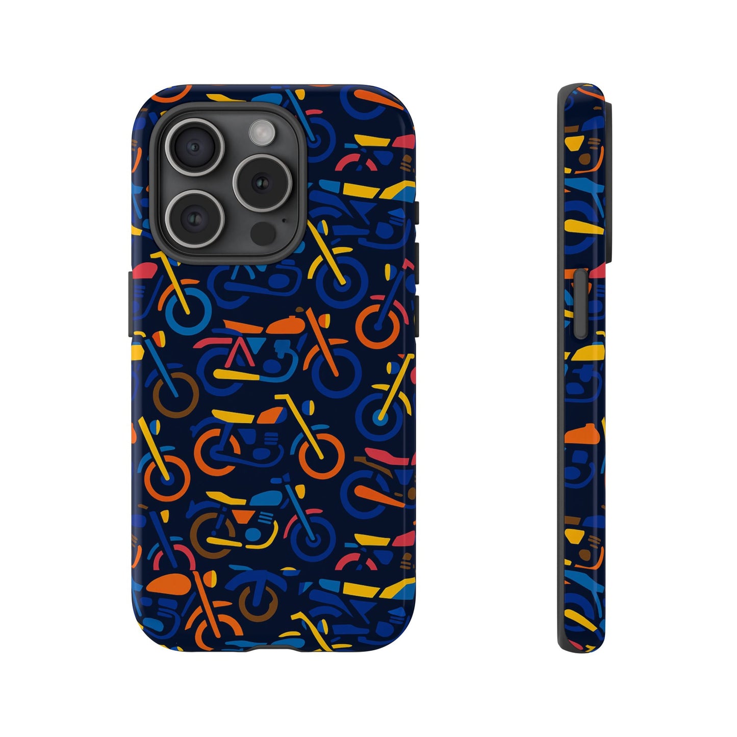 colourful 3d motorcycle print protective phone case for creative individuals – stylish protection compatible with iphone 13, 14, 15 & 16 – all models including pro, pro max & plus