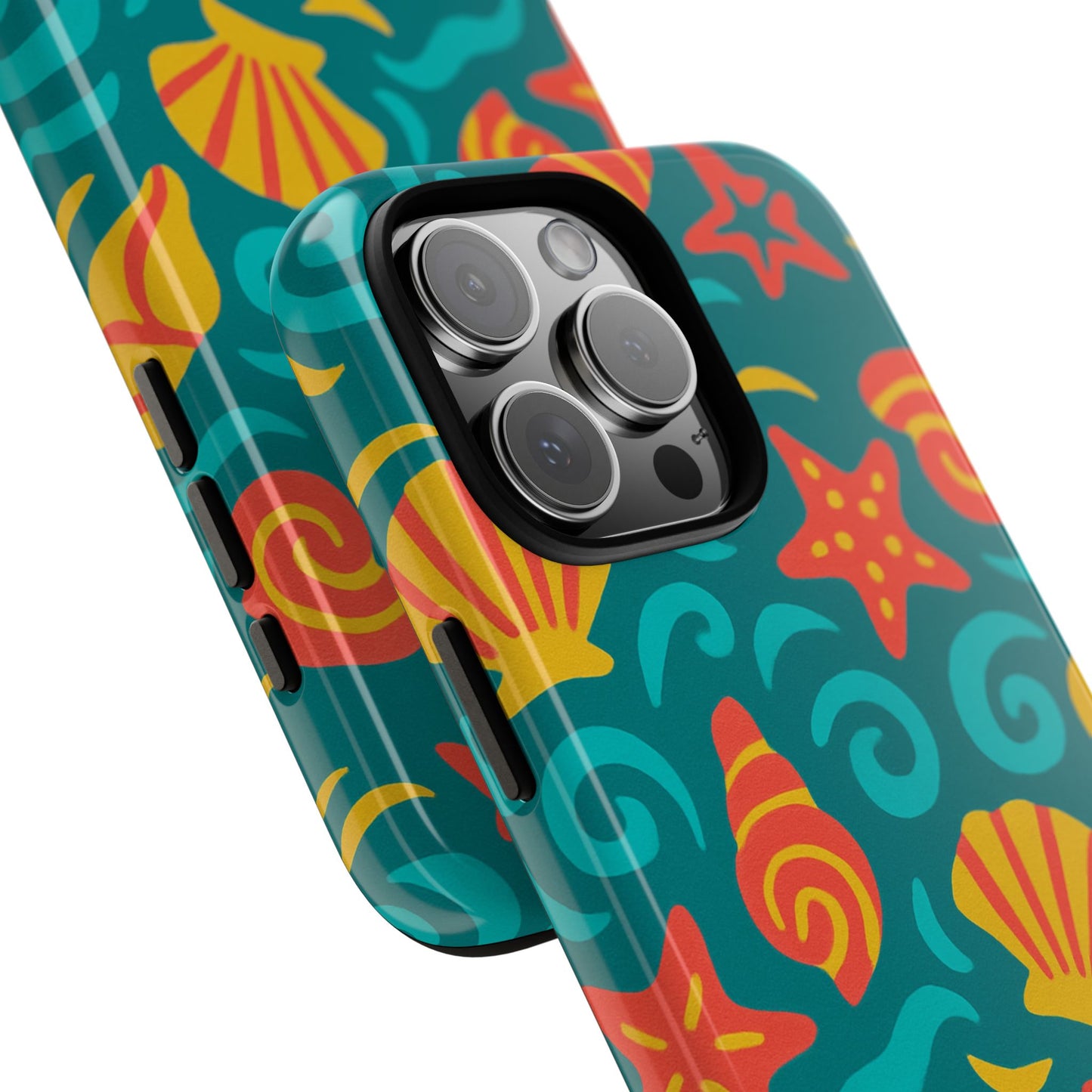 vibrant coastal shell pattern protective phone case for stylish self-expression compatible with iphone 13, 14, 15 & 16 – all models including pro, pro max & plus