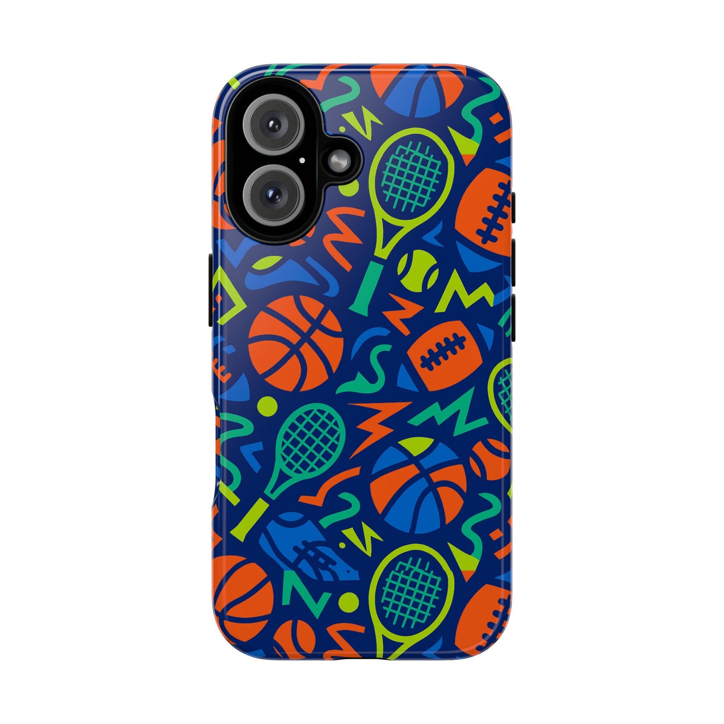 vibrant 3d sports pattern protective phone case for unisex – colourful accessory for stylish protection compatible with iphone 13, 14, 15 & 16 – all models including pro, pro max & plus