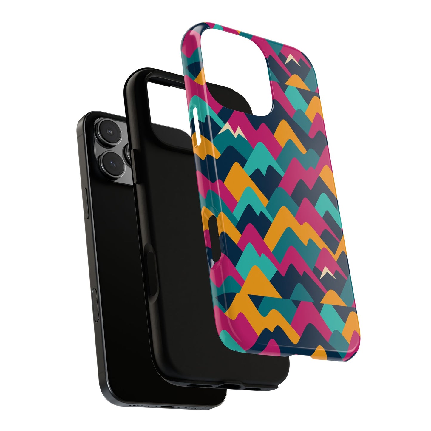 vibrant 3d geometric protective phone case for unisex, stylish smartphone accessory with playful design, compatible with iphone 13, 14, 15 & 16 – all models including pro, pro max & plus