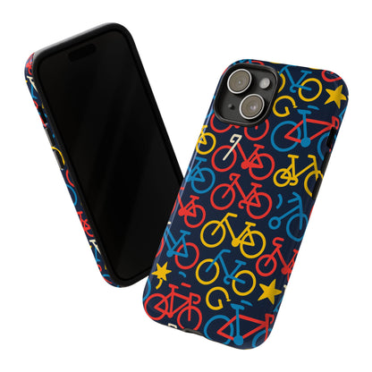 Multicolor Bicycle Pattern Protective Phone Case – Vibrant 3D Design for Stylish Protection – Compatible with iPhone 13, 14, 15 & 16 – All Models Including Pro, Pro Max & Plus