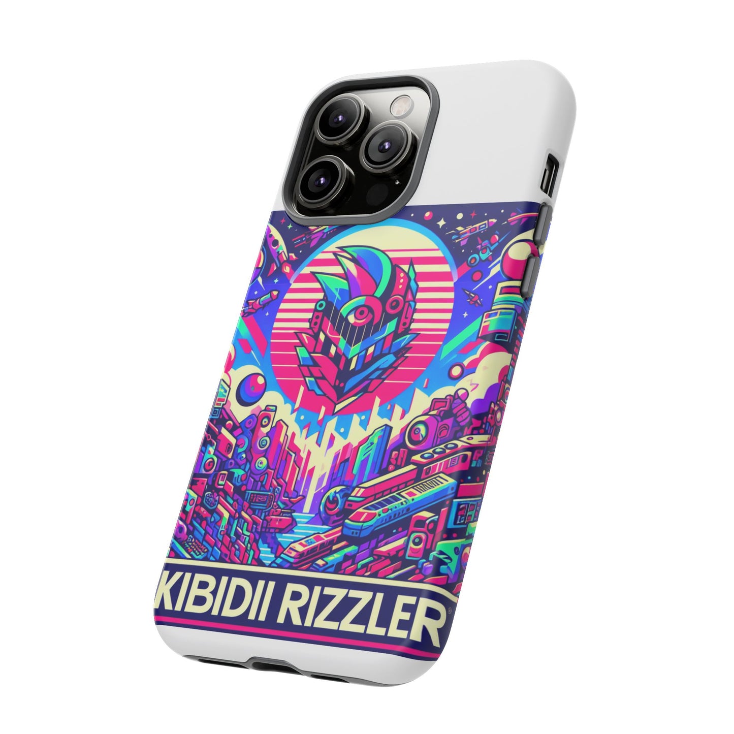 skibidi rizzler protective phone case with 3d wrap design, shock absorbing tpu silicone, uv protected, ideal gift for anime and comic culture fans