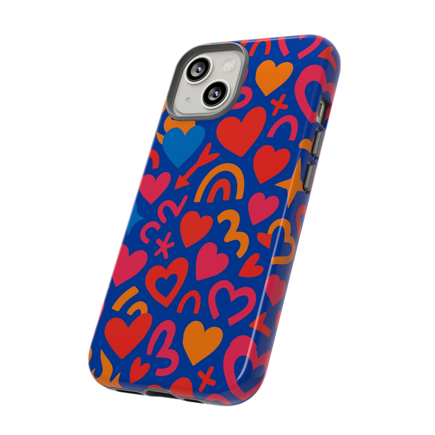 vibrant multicolour heart design protective phone case stylish accessory for self-expression compatible with iphone 13, 14, 15 & 16 – all models including pro, pro max & plus