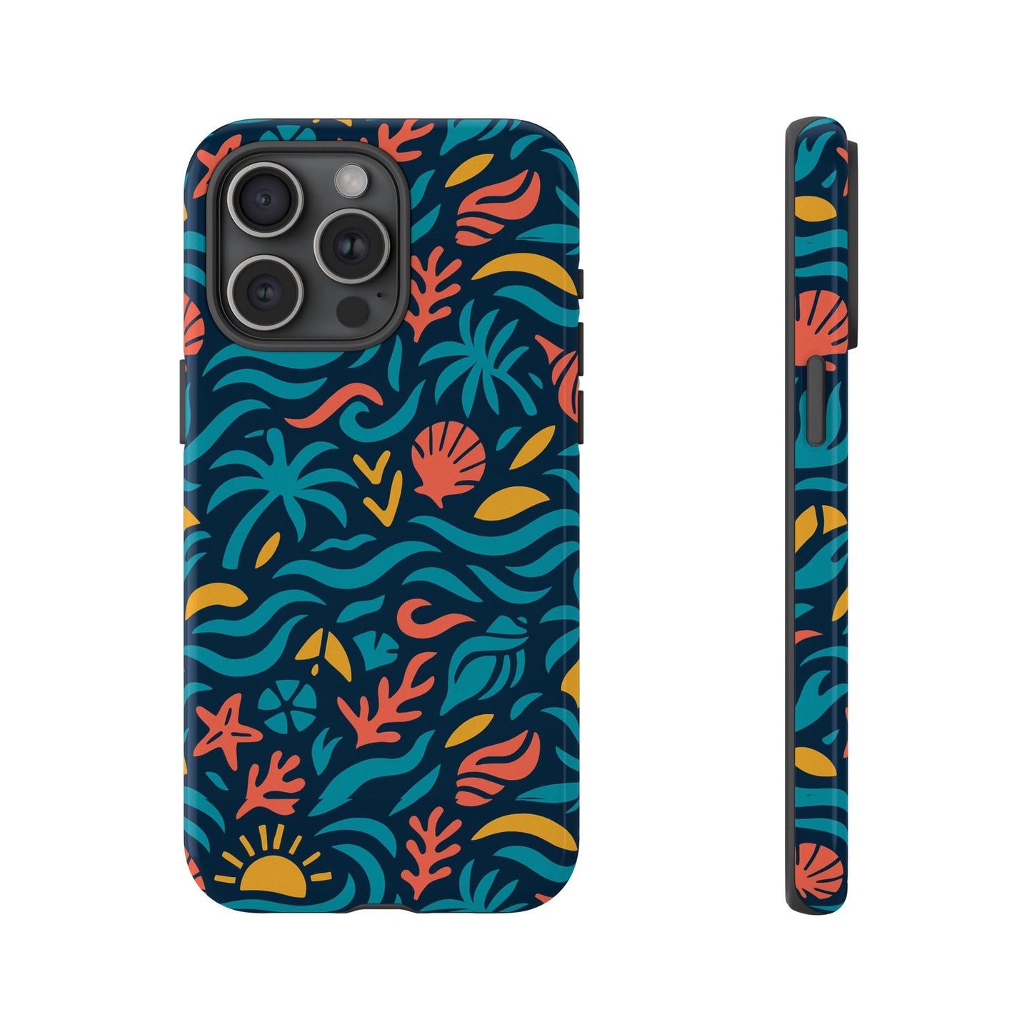vibrant tropical pattern phone case with 3d design for stylish protection compatible with iphone 13, 14, 15 & 16 – all models including pro, pro max & plus