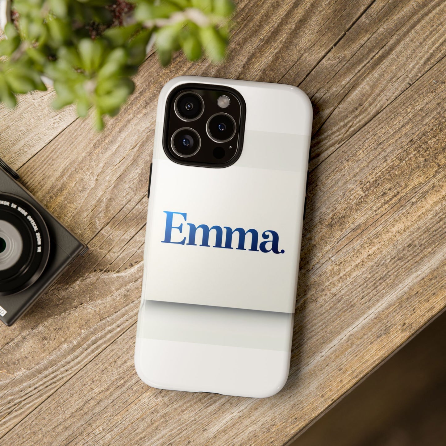 elegant personalised protective phone case in white with blue typography for stylish individuals compatible with iphone 13, 14, 15 & 16 – all models including pro, pro max & plus