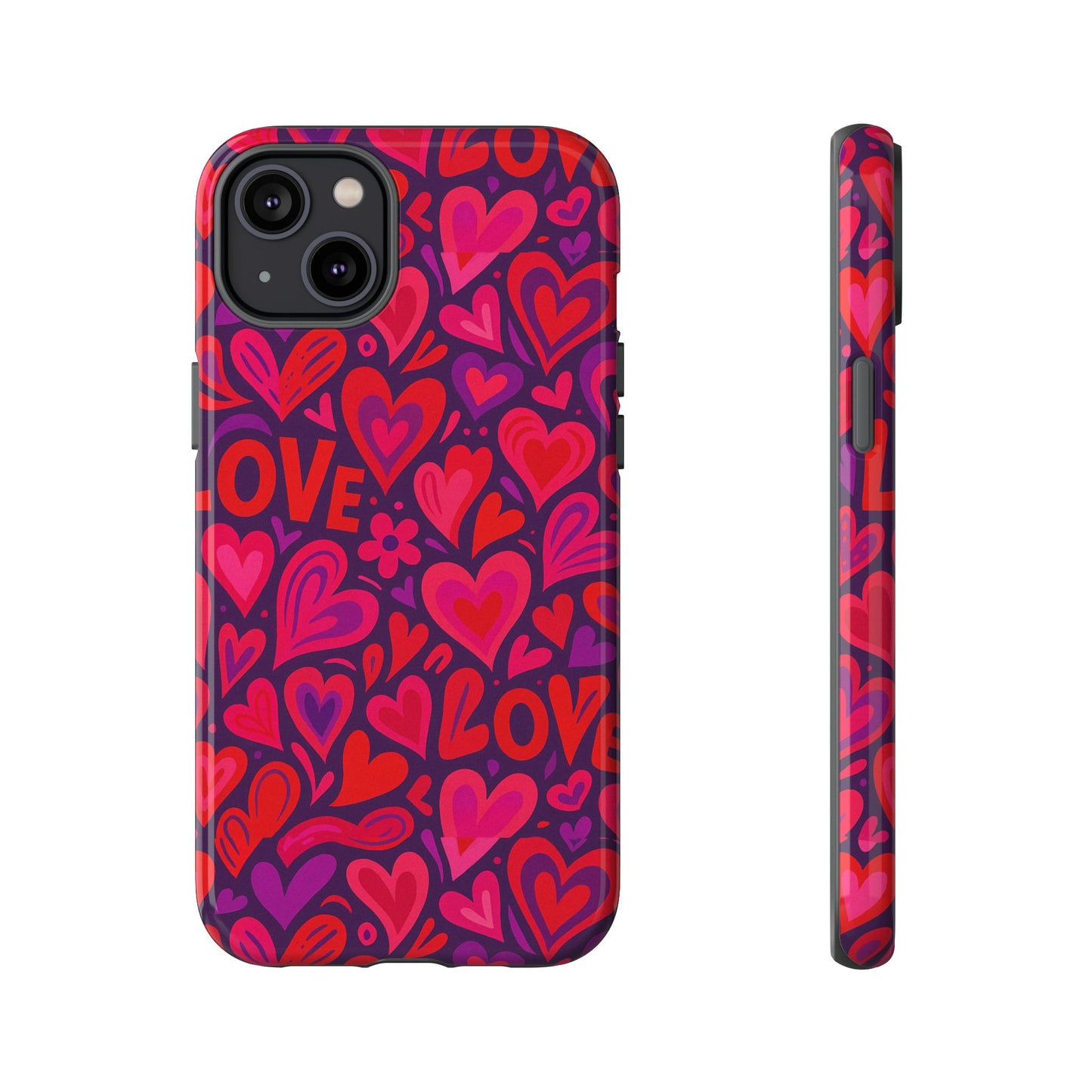 multicolour 3d heart pattern protective phone case for smartphones – vibrant design for stylish protection, compatible with iphone 13, 14, 15 & 16 – all models including pro, pro max & plus