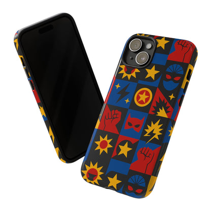 Vibrant Superhero Phone Case with Retro 3D Design for Stylish Protection Compatible with iPhone 13, 14, 15 & 16 – All Models Including Pro, Pro Max & Plus