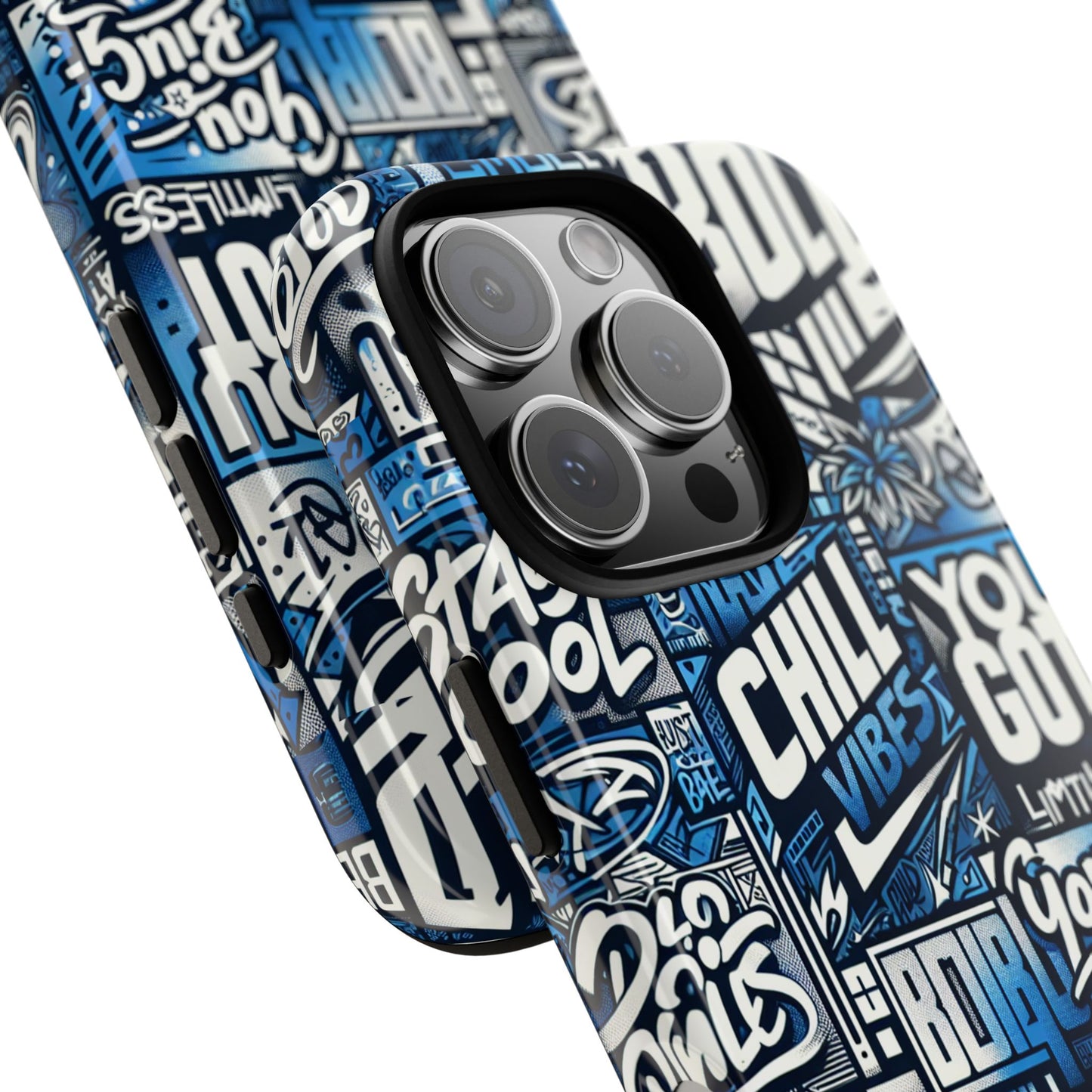 vibrant 3d typography phone case in blue – stylish protection for trendy individuals – compatible with iphone 13, 14, 15 & 16 – all models including pro, pro max & plus