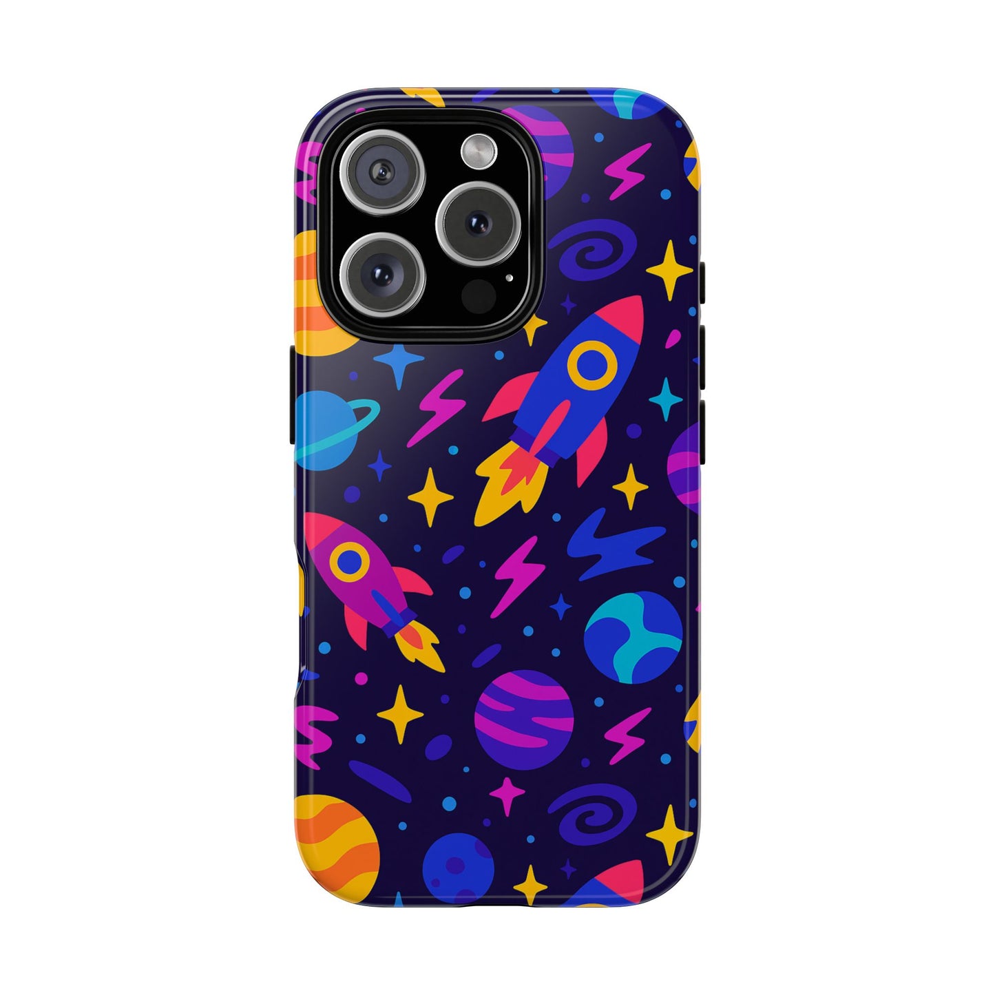 vibrant 3d wrap protective phone case with playful space theme for stylish self-expression compatible with iphone 13, 14, 15 & 16 – all models including pro, pro max & plus