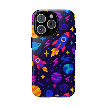 Vibrant 3D Wrap Protective Phone Case with Playful Space Theme for Stylish Self-Expression Compatible with iPhone 13, 14, 15 & 16 – all models including Pro, Pro Max & Plus