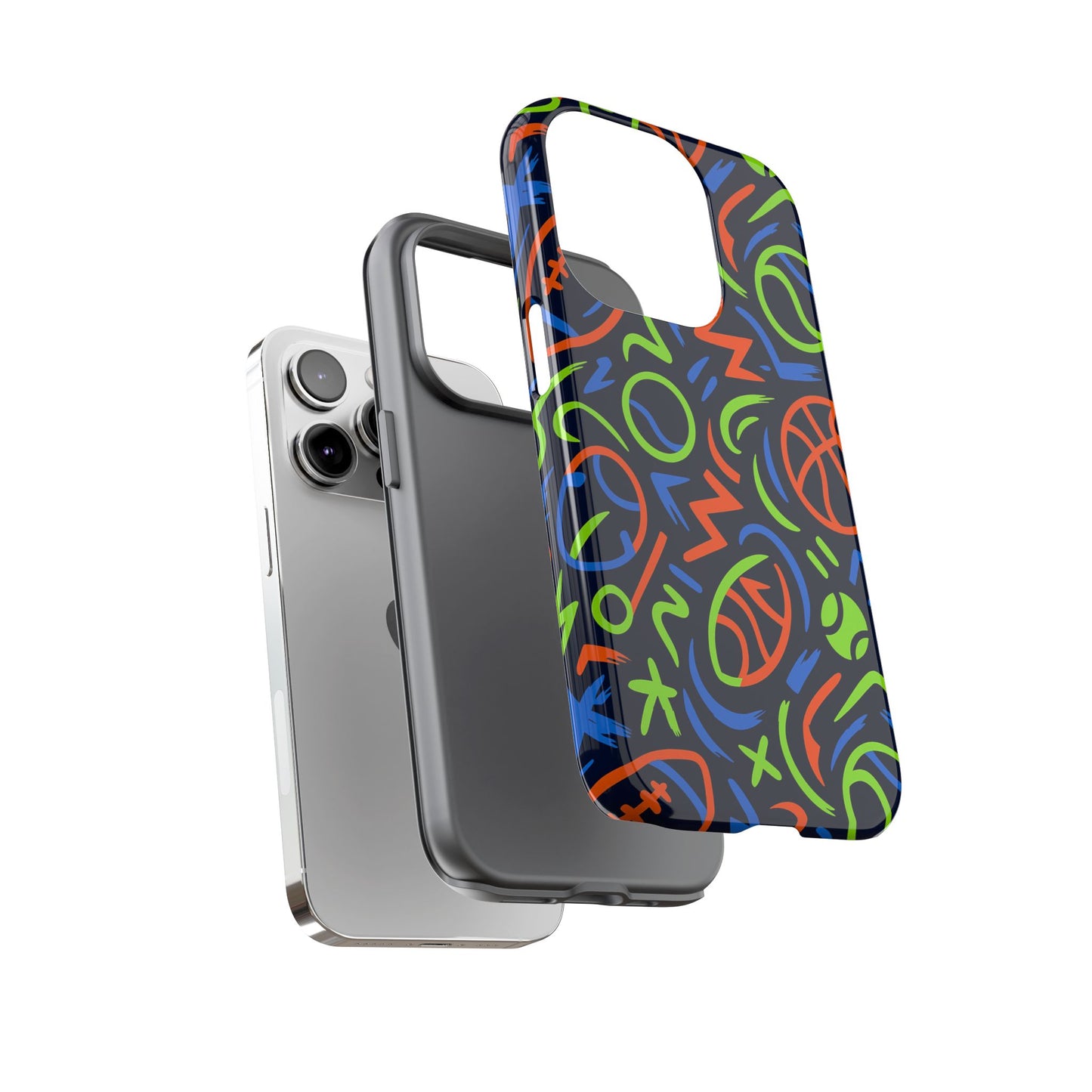 vibrant 3d wrap protective phone case with colourful sports design for unique style and expression compatible with iphone 13, 14, 15 & 16 – all models including pro, pro max & plus