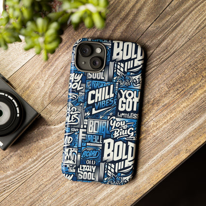 Vibrant 3D Typography Phone Case in Blue – Stylish Protection for Trendy Individuals – Compatible with iPhone 13, 14, 15 & 16 – all models including Pro, Pro Max & Plus