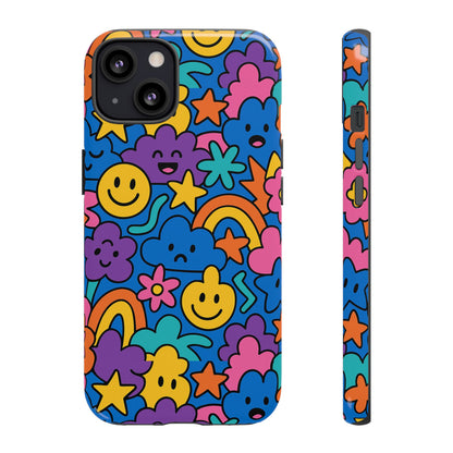 Vibrant Cartoon Protective Phone Case with Playful Multicolour Design – Unisex Fashion Accessory – Compatible with iPhone 13, 14, 15 & 16 – All Models Including Pro, Pro Max & Plus