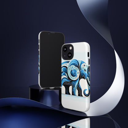 Vibrant 3D Blue Elephant Design Protective Phone Case – Unique Abstract Art Style for Stylish Protection Compatible with iPhone 13, 14, 15 & 16 – all models including Pro, Pro Max & Plus