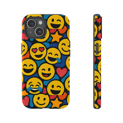 Multicolour Emoji Protective Phone Case with 3D Wrap Design Fun Accessory for Unisex Compatible with iPhone 13, 14, 15 & 16 – all models including Pro, Pro Max & Plus