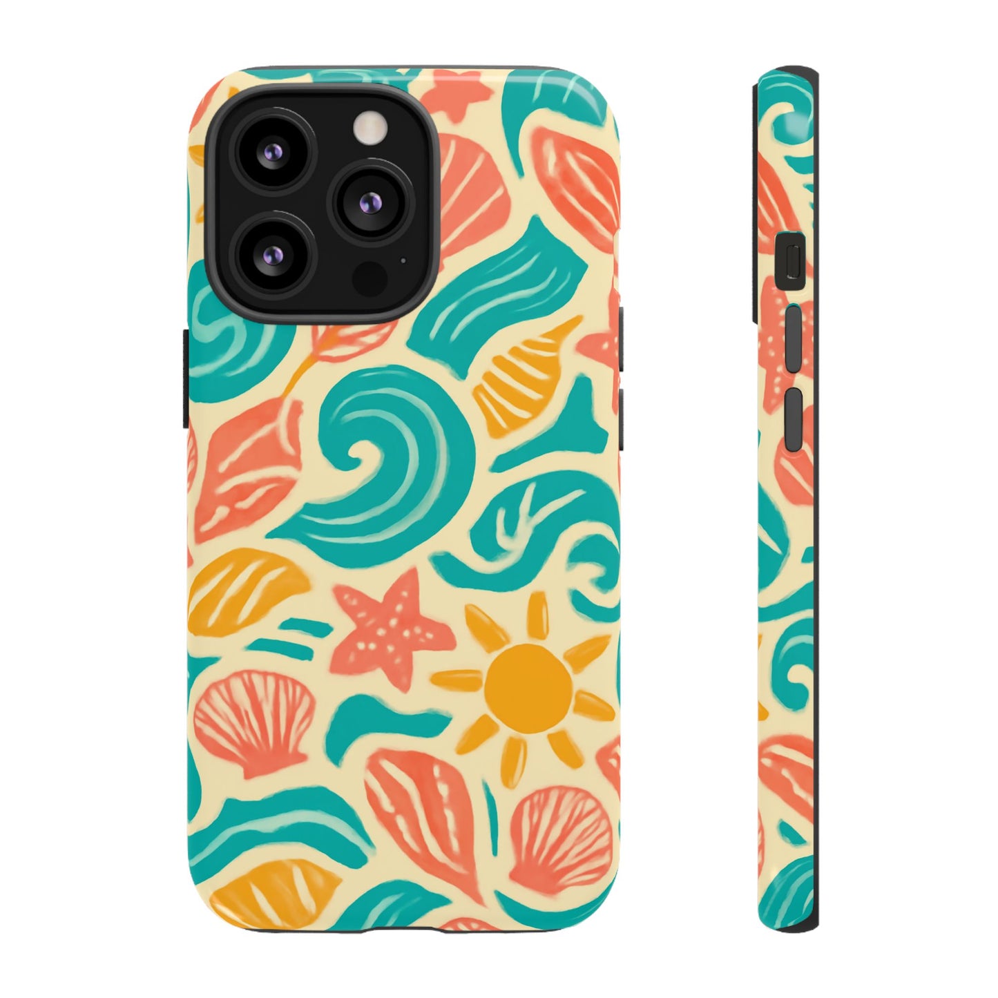 vibrant beach style protective phone case with 3d wrap design for stylish protection – compatible with iphone 13, 14, 15 & 16 – all models including pro, pro max & plus