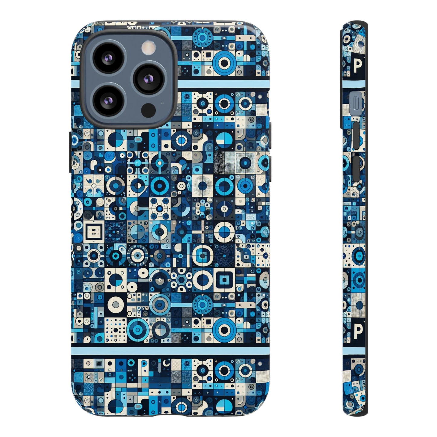 blue alphabet letter p phone case with 3d wrap design shockproof durable tpu cover for smartphone protection and fashion