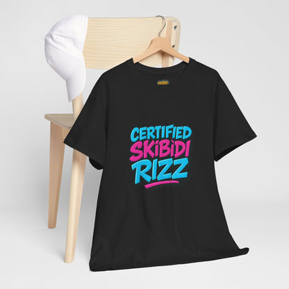 Certified Skibidi Rizz Unisex Heavy Cotton Tee – Trendy Graphic T-Shirt for Casual Wear, Fun Style, Comfortable Fit, Perfect Gift for Friends and Family