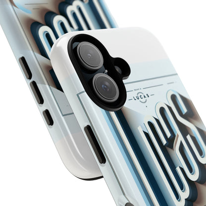 3D Wrap Protective Phone Case in Blue with Playful Typography Design – Stylish Protection Compatible with iPhone 13, 14, 15 & 16 – All Models Including Pro, Pro Max & Plus