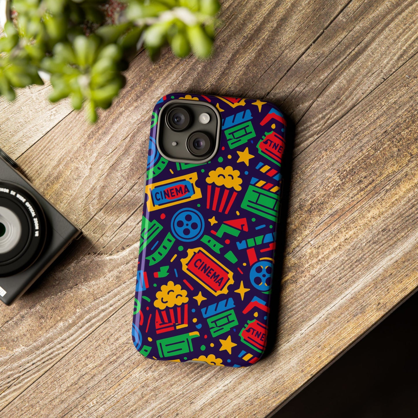 vibrant multicolour cinema-themed 3d wrap protective phone case for self-expression stylish protection compatible with iphone 13, 14, 15 & 16 – all models including pro, pro max & plus