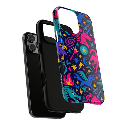 Vibrant Fantasy Unicorns Protective Phone Case – Colourful 3D Design for Stylish Protection – Compatible with iPhone 13, 14, 15 & 16 – All Models Including Pro, Pro Max & Plus