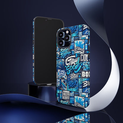 Vibrant 3D Graphic Phone Case in Blue with Playful Design for Stylish Protection Compatible with iPhone 13, 14, 15 & 16 – all models including Pro, Pro Max & Plus