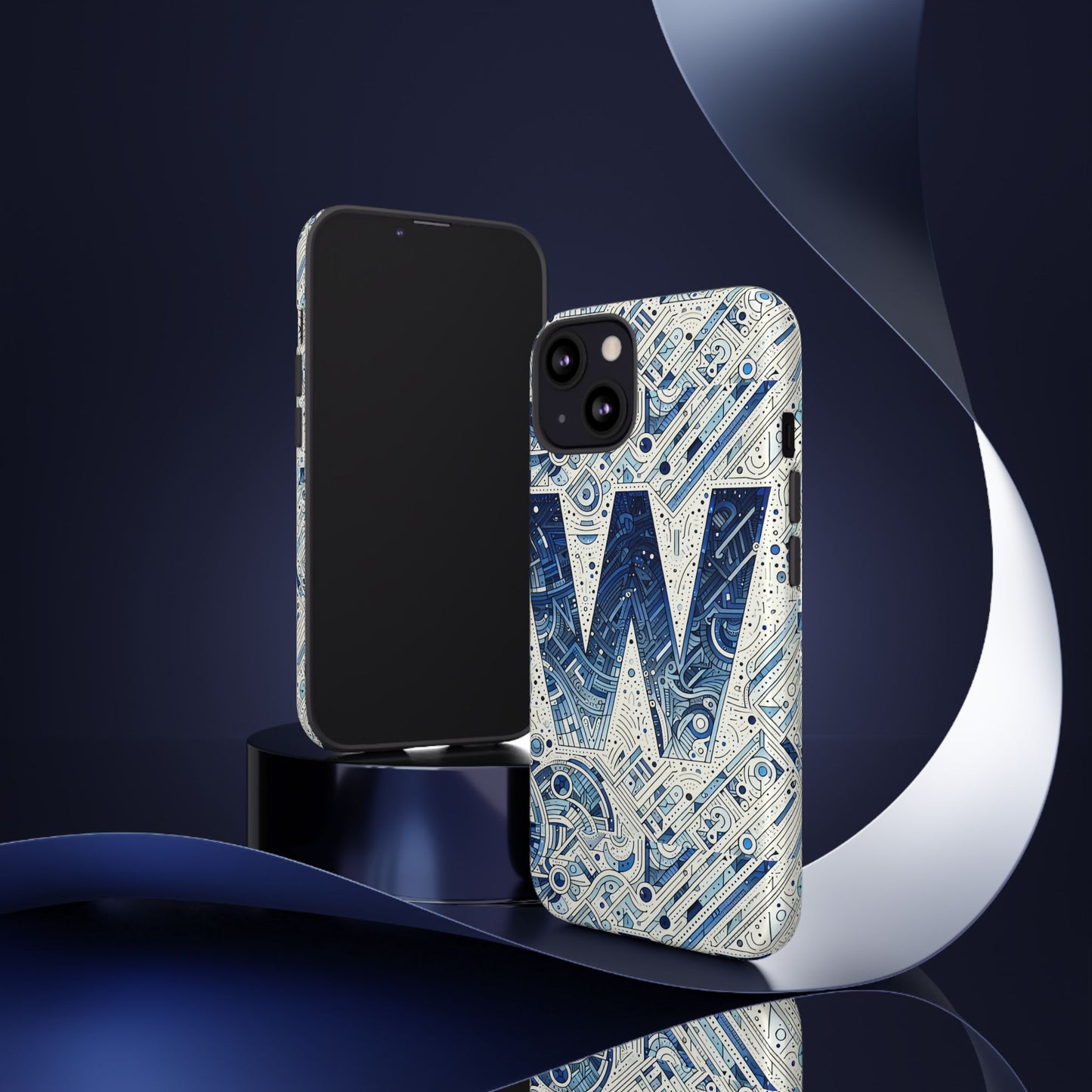 blue alphabet w phone case for smartphones - vibrant 3d wrap design with shock absorption and uv protection, suitable for fans of anime, comics, and unique accessories